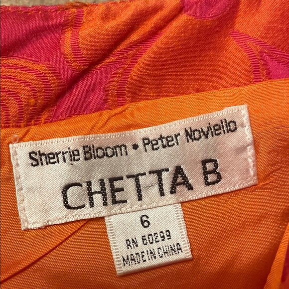 Chetta B Elegant Pink and Orange Sleeveless Dress Size 6 - Picture 5 of 11